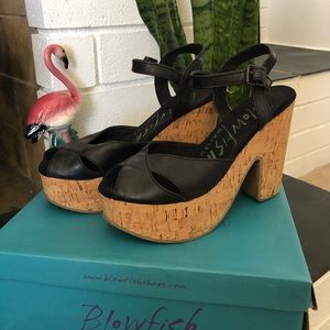 Blowfish bamboo strappy heel